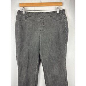 Isaac Mizrahi Live! Womens Gray Denim-Look Stretch Pull-On Pants Size 8P